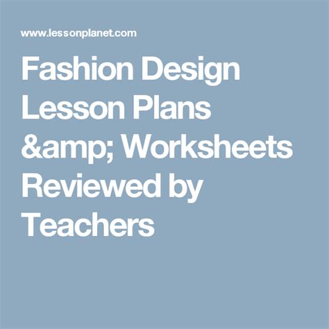 Fashion Design Lesson Plans And Worksheets Reviewed By Teachers Lesson