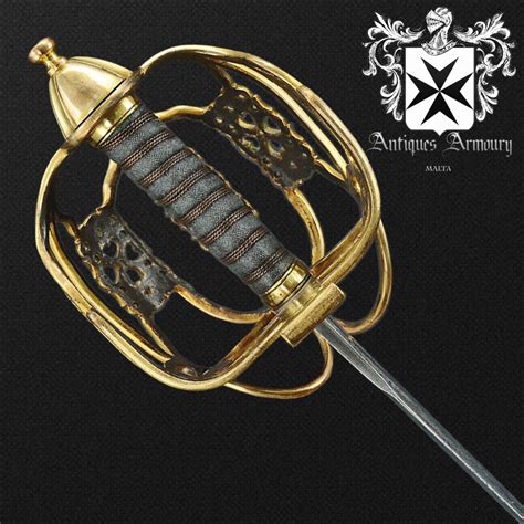 Scottish Infantry Officers Brass Basket Hilt Sword Fine Antique Arms