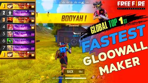 Gloo wall is a throwable type weapon in garena free fire. Top Global 1st Without Double Ranked Card- Free Fire ...