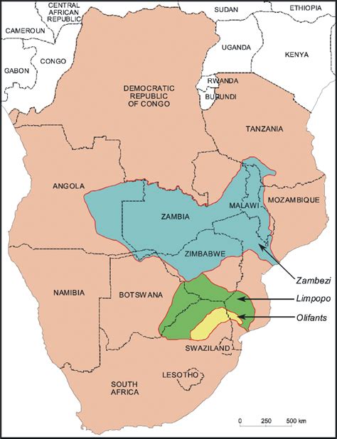 The zambezi is ranked as the fourth longest river in africa. -Map of Southern Africa showing drainage basins of the ...