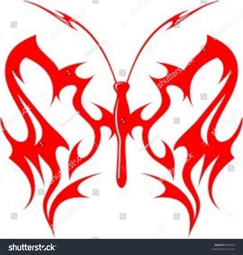 Vector Illustration Flaming Butterfly Tribal Style Stock Vector