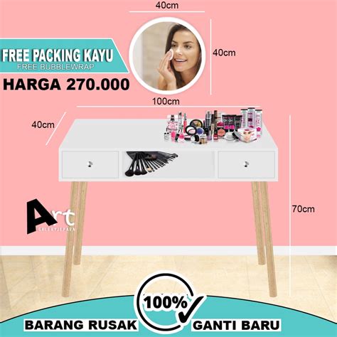 Jual Meja Rias Minimalis 2 Laci Panjang 100cm Shopee Indonesia