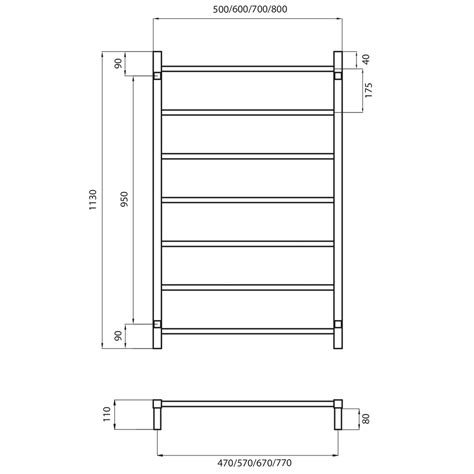 Buy Radiant Sltr02 700 Square Non Heated Ladder Towel Rail 700x1130mm
