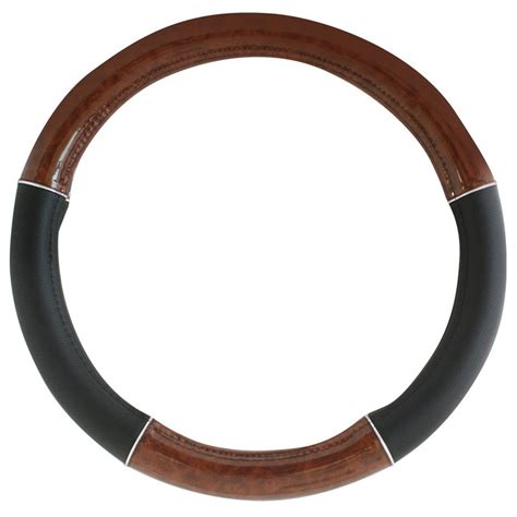 18 Black And Wood Steering Wheel Cover With Chrome Trim By Grand