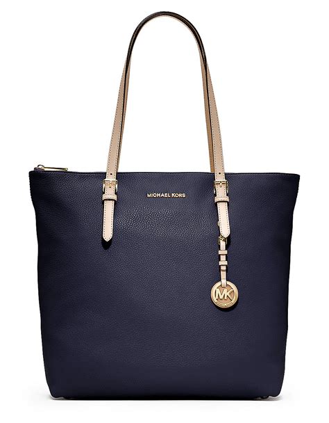 Michael Michael Kors Jet Set Large Leather Tote Bag In Blue Navy Lyst