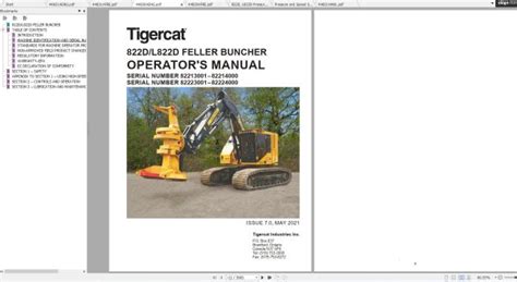 Tigercat 822D L822D Feller Buncher 82213001 82214000 Operator