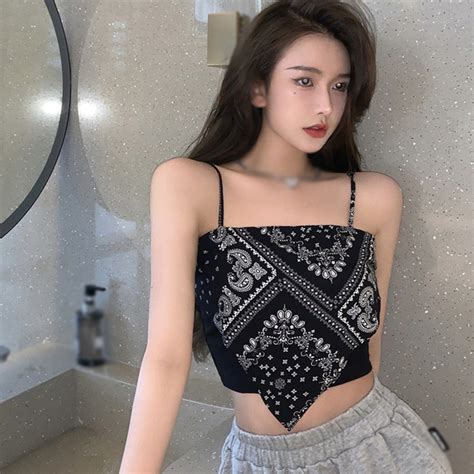 Women S Irregular Tank Tops Korean Fashion Backless Exposure Navel Fake