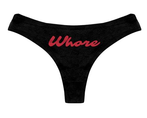 Whore Thong Panties Funny Sexy Slutty Bachelorette Party Etsy