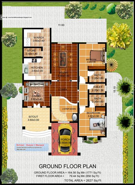 Kerala Villa Plan And Elevation Sq Feet Kerala Home Design