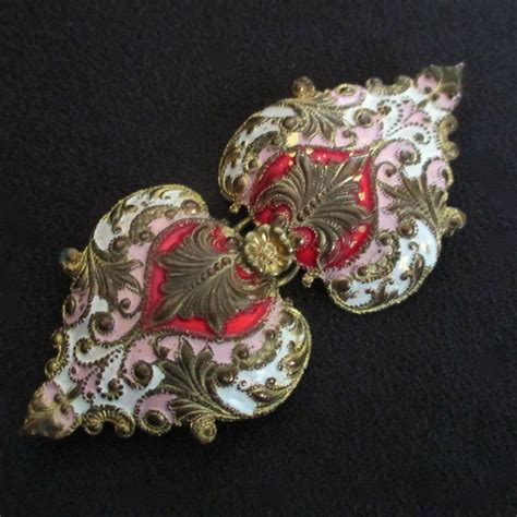 Large Double Heart Gilt Victorianedwardian Belt Buckle From
