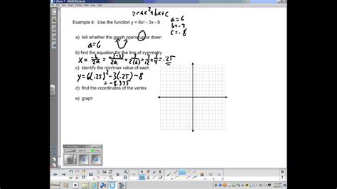 4 1 Graphs Of Quadratic Equations In Standard Form Video B Youtube