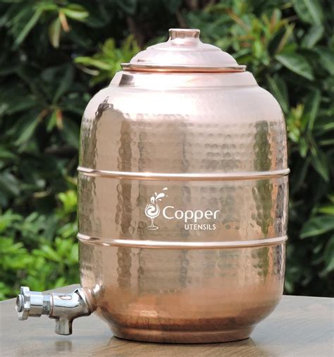 12 Litre Portable Plain Pure Copper Water Tank Storage Matka Pot With