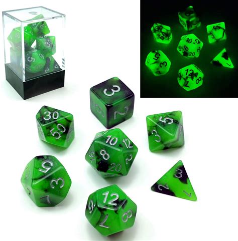 Bescon Two Tone Glow In The Dark Polyhedral Dice Set Spooky Rocks