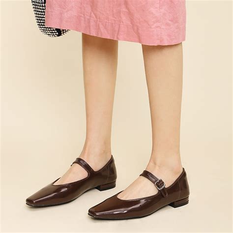 Japanned Leather Mary Janes Woman Flats Loafers Small Square Toe
