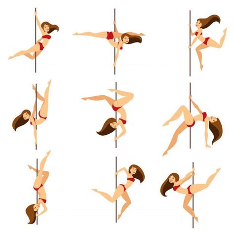 Premium Vector Woman Pole Dancer Dancing Poses On Pole Vector Cartoon Isolated Set Pole Art
