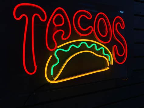 Letrero Neón Flex Led Tacos 50cm Colores Display Anuncio Topshow