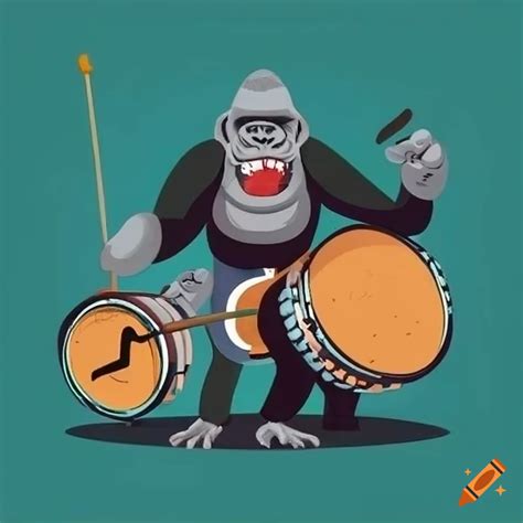 Happy Gorilla Playing Drums On Craiyon