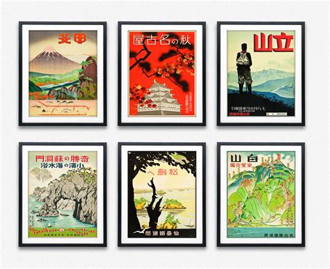 Set Of 6 Japanese Posters From 1930s Japan Poster Japan Wall Etsy