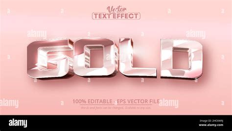 Gold Text Shiny Rose Gold Color Style Editable Text Effect Stock