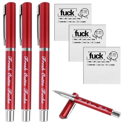 Newsoul 3pcs Sticky Note And Pen Set Funny Novelty Notepad And Pen