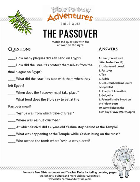 Free Bible Quiz For Kids The Passover Artofit