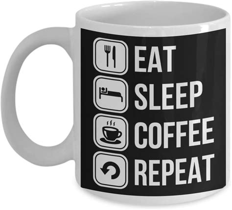 Caffeine Lover Ts Eat Sleep Coffee Repeat Mug Print