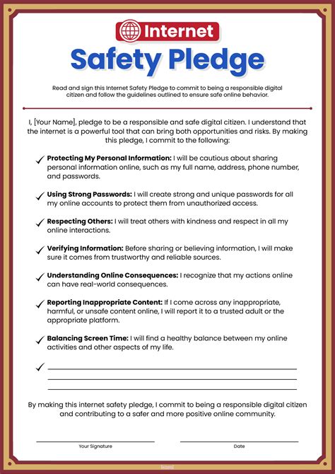 Internet Safety Pledge For Teachers Perfect For Grades 4th 5th 6th