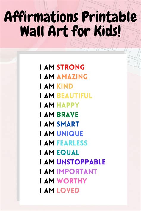 Positive Daily Affirmations For Kids Montessori Positive Affirmation