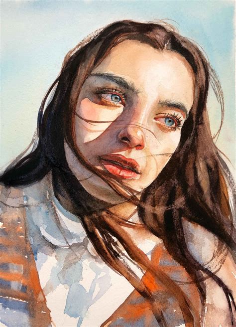Watercolor Female Portrait Painting Watercolor Painting Aloli Ru
