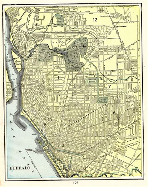 1900 Antique Buffalo Map Of Buffalo New York Vintage City Map Etsy
