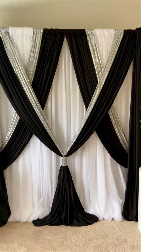 Black And Silver Backdrop Video Wedding Backdrop Curtain Backdrop