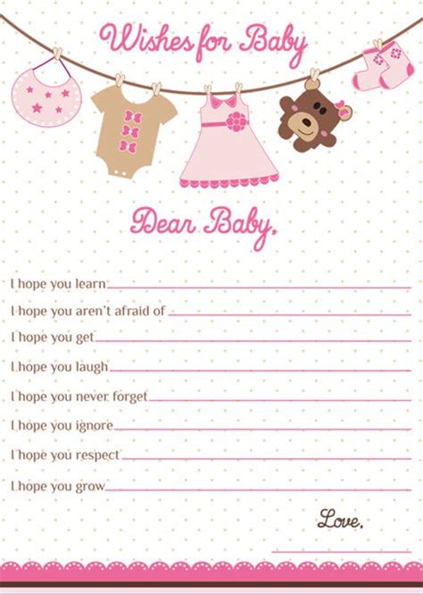 In the late 1800's, a baby shower normally consisted of planning a tea party after the baby was born. Wishes for Baby Card Girl Baby Shower WIshes for Baby Girl ...