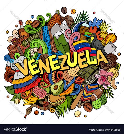 Venezuela Hand Drawn Cartoon Doodle Royalty Free Vector