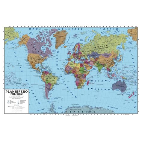 Carta Geografica Murale Planisfero Mondo X Scolastica Bifacciale