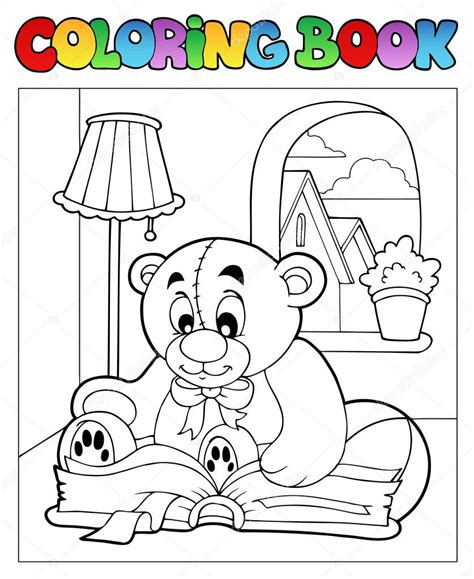 Coloring Book With Teddy Bear 2 Vector Illustration Premium Vector