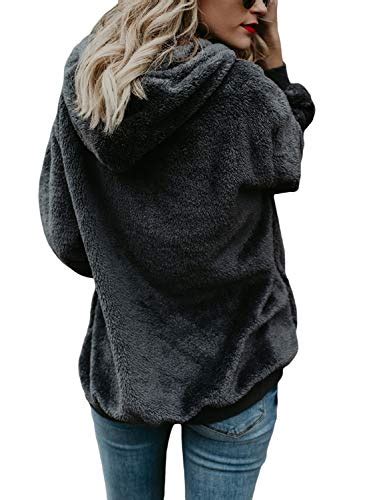 Blencot Womens Winter Gray Hoodies Long Sleeve Cozy Fleece Warm Double