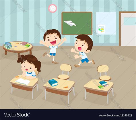 Students Playing In Classroom Royalty Free Vector Image