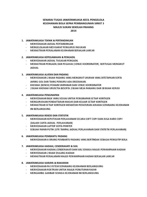 Senarai Tugas Jawatankuasa Kecil Pengelola Pdf