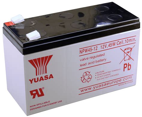 Browse motorcycle batteries, atv, powersports, snowmobile, scooter, and industrial batteries YU NPW45-12: YUASA high-current battery, 12 V, 45 watt ...