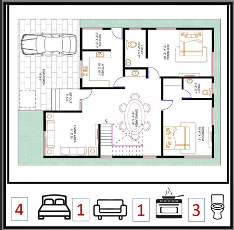 40x50 Duplex House Plan Design 4bhk Plan 053 Happho