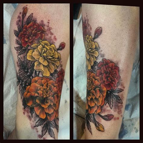 Freshly Inked Marigolds By Bonnie Seeley At Black Thumb Tattoos Salt