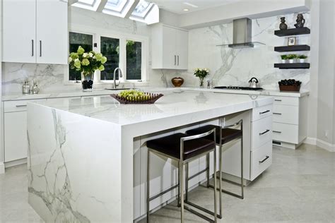 Any time you see pictures, click on them to see a larger version. Calacatta Porcelain Countertops - Euro Stone Craft