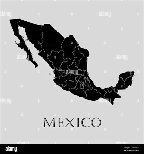 Mapa De México Negro Sobre Fondo Gris Claro Mapa De México Negro