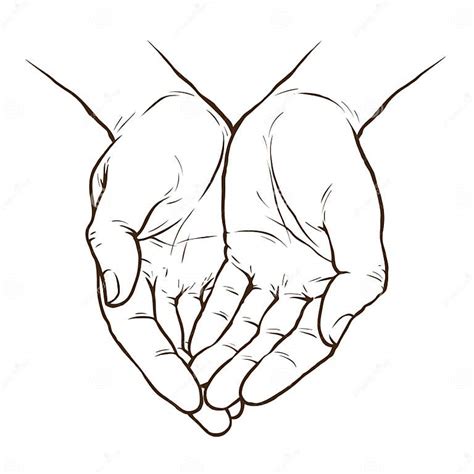 Cupped Hands Folded Arms Sketch Hand Drawn Vector Illustration Stock