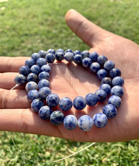 Natural Sodalite Beads Round Blue White Gemstone Beads 8 Mm Etsy