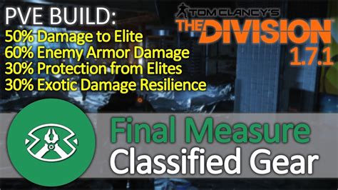 The Division PVE Final Measure Classified Gear Set YouTube