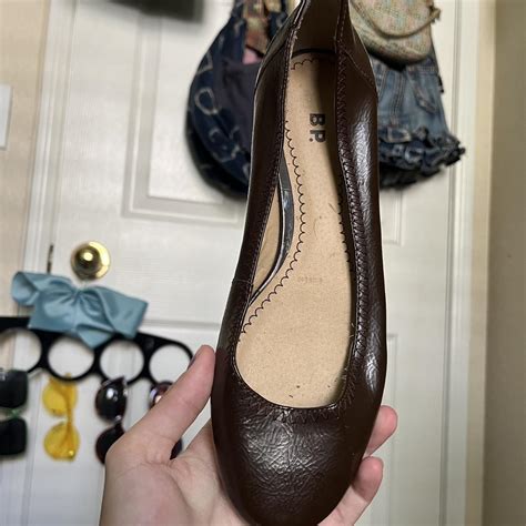 Brown Leather Ballet Flats With Slight Scuffing And Depop