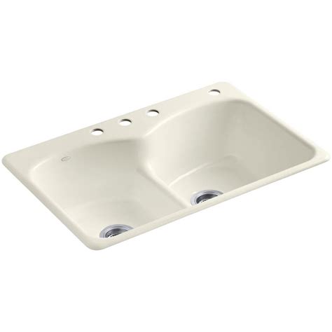 It is also possible to pick up an over the sink drainer. KOHLER Langlade Smart Divide Drop-In Cast-Iron 33 in. 4 ...