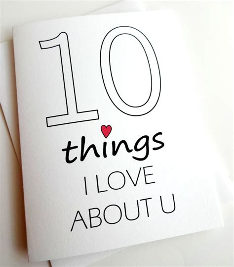 10 Things I Love About You Card Anniversary Birthday Etsy