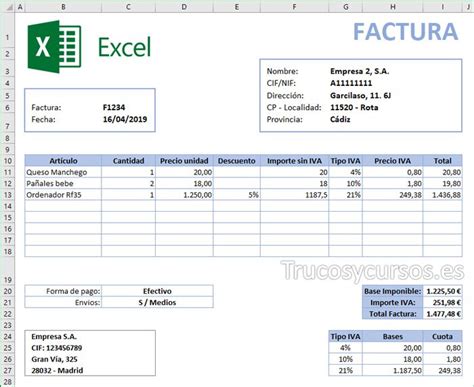 Como Llenar Una Factura De Venta En Excel Con Plantilla Gratis Para